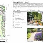 Image courtesy City of Sequim/ The Flow redesign concept of Centennial Place adds a sundial with a space for a Christmas tree, lawn, stage, a pavilion, Welcome to Sequim 3-D sign, and more.