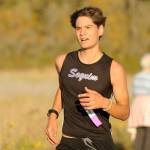 Sequim Gazette photo by Michael Dashiell / Sequims Malachi Byrne races in an Olympic League cross country meet in Sequim on Sept. 20.