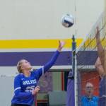 Sequim Gazette photo by Emily Matthiessen / Sequims Jolene Vaara tips a shot past North Kitsap blockers in a Sept. 21 home league match.