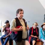 Roger Fernandes, Coast Salish artist, storyteller, writer and educator at Field Hall. Photo courtesy of Nora Pitaro