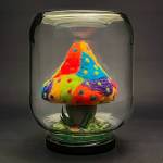 Photo courtesy of Jennifer Harris / Patchwork Shroom by Jennifer Harris, a participant in the Spinning Sewn Stories – Promulgate, Piece, & Ply exhibit hosted by the North Olympic Fiber Arts Festival.