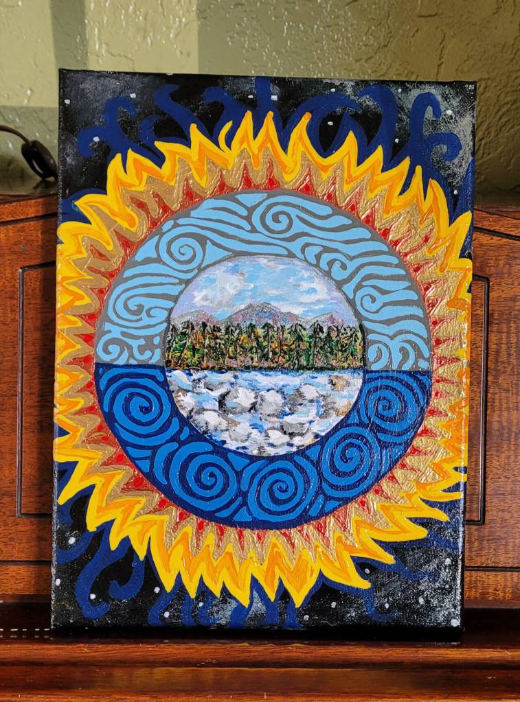 Artwork by Tami Wall / The Circle of Pancha Maha Bhoota by Tami Wall, a featured artist at the City Arts Advisory Commissions Elemental; Fire, Water, Wood, Earth, Metal, Air exhibit.