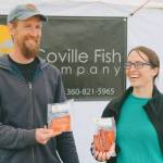 Photo by Bailey Loveless/SFAM
Derek Dau and Jenny Taylor, owners of Coville Fish Co., enjoy engaging with their market customers, sharing stories of the ocean, and educating them about the incredible journey their fish and crab take from sea to table.