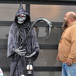Sequim Gazette photo by Matthew Nash/ One of Josh Hennings favorite decorations is an animatronic grim reaper by his garage.
