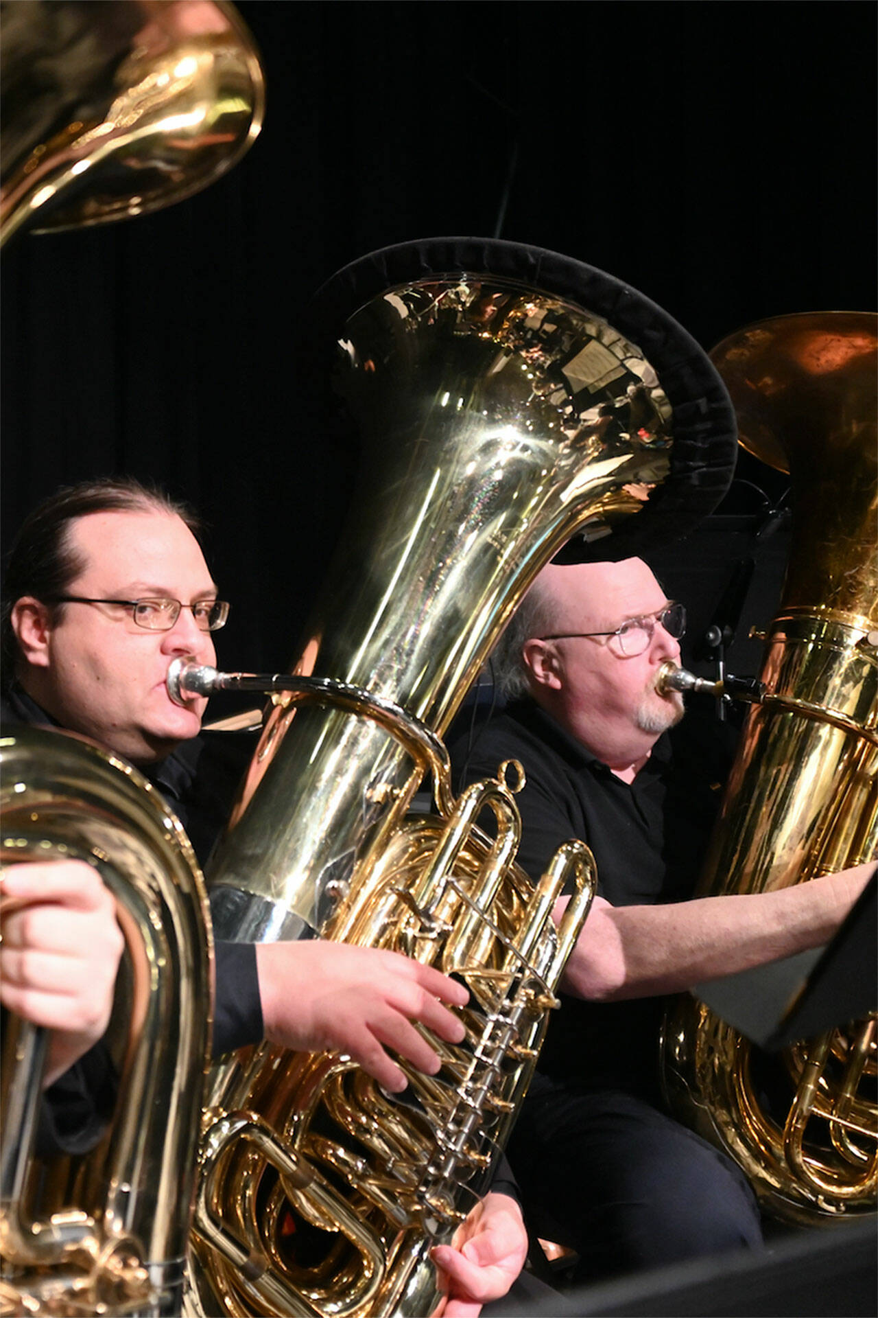 Photo courtesy Richard Greenway, Sequim City Band/ Sequim City Band tubists Seth Doherty and Jeff Benedict perform at the bands October concert last year.