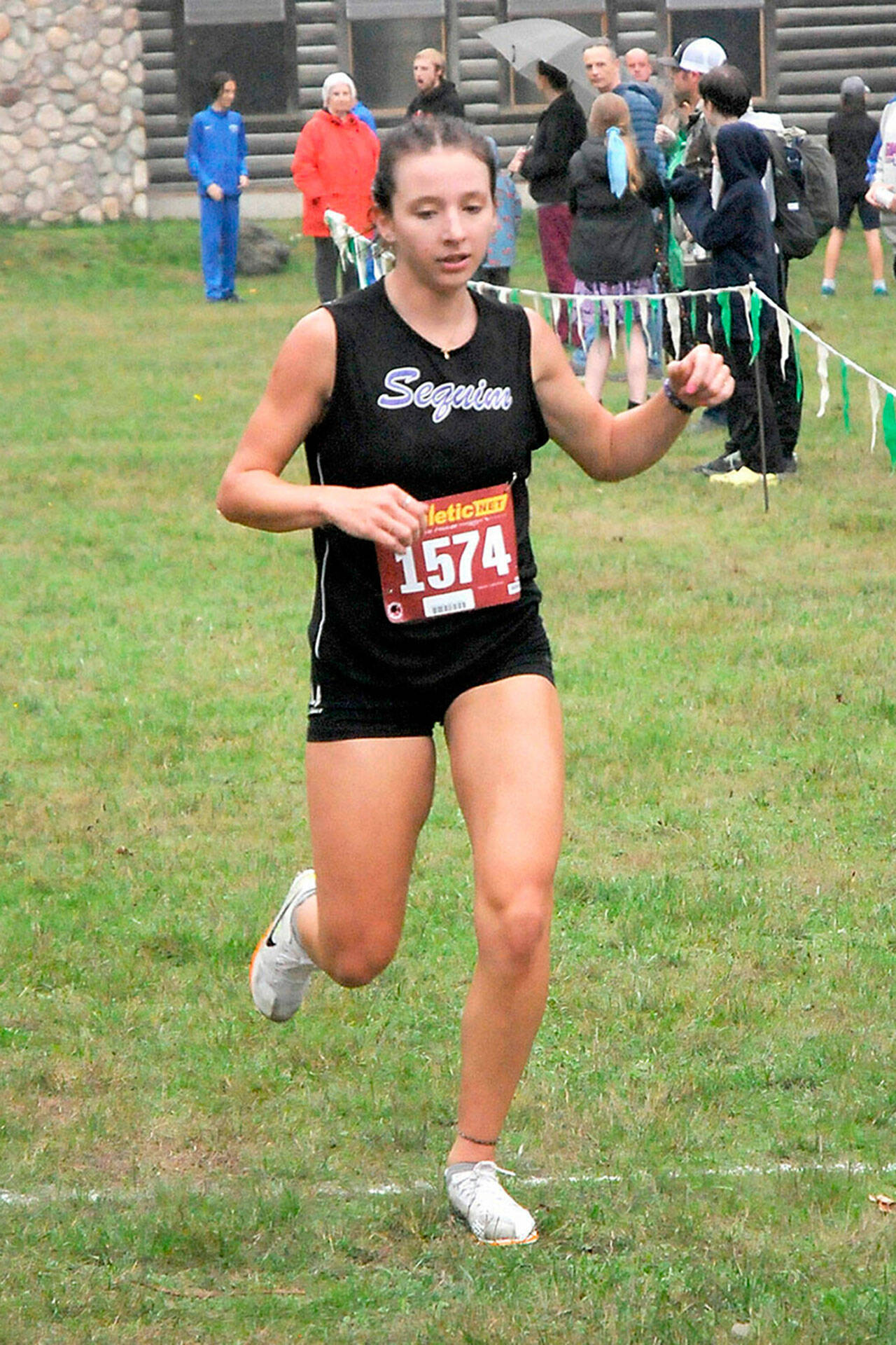 Photo by Keith Thorpe, Olympic Peninsula News Group/
Sequims Kaitlyn Bloomenrader crosses the finish line to take second in the Olympic League Championships at Lincoln Park in Port Angeles on Oct. 19.