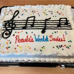 Staff with the Boys & Girls Clubs of the Olympic Peninsula celebrated Pearle Peterson singing at the World Series with pizza and cake during a viewing party.