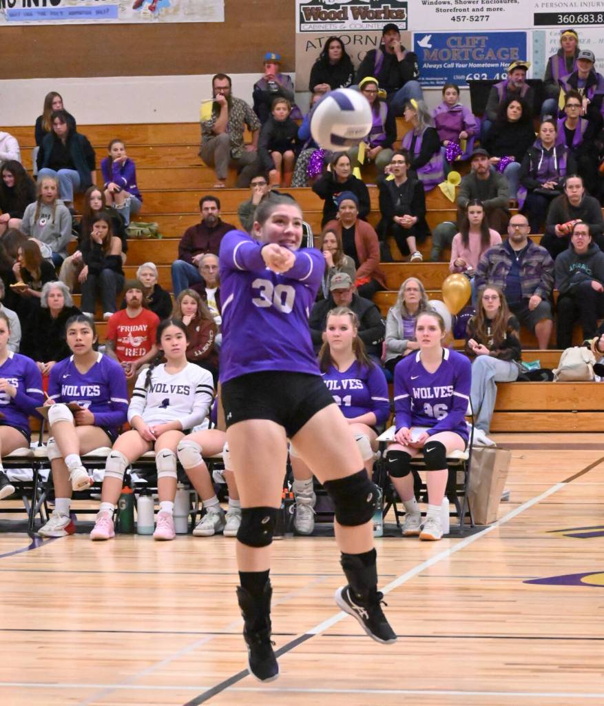 Sequims Brianna Palenik digs a Bremerton serve in an Oct. 24 match-up against the Knights.