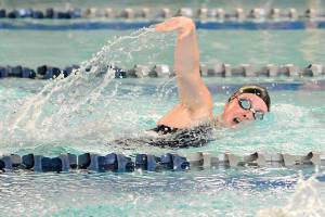KEITH THORPE/PENINSULA DAILY NEWS
Natalie Eross of Sequim competes in the 200-yard freestyle event during Wednesday's Olympic League Divisionals at Shore Aquatic Center in Port Angeles.
