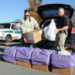 Photo by Keith Thorpe/Peninsula Daily News Group
Helen Kenoyer of the Olympic Peninsula Community Clinic and Inspector Josh Ley of the Clallam County Sheriffs Office unload unwanted pharmaceuticals and medications from the agency at a drop-off point at the Clallam County Courthouse during the National Prescription Drug Take Back Day on Oct. 28. At the event, people were allowed to get rid of unwanted or expired drugs for disposal in a safe and responsible manner. Additional drop-off points on Saturday were at Sequim City Hall and the QFC grocery store in Port Hadlock. Year-round drug disposal sites are kiosks at the Clallam County Sheriffs Office in Port Angeles, at the Sequim Police Department and through the Jefferson County Sheriffs Office in Port Hadlock.