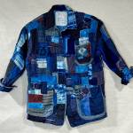 Photo courtesy of Peninsula Fiber Artists / Blue is a garment created by Port Angeles artist Barbara Houshmand with upcycled, vintage and overdyed fabrics.