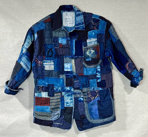 Photo courtesy of Peninsula Fiber Artists / Blue is a garment created by Port Angeles artist Barbara Houshmand with upcycled, vintage and overdyed fabrics.