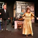 Sequim Gazette photoS by Michael Dashiell
Jamie Pauley portrays Daria Chase, an antagonistic Vanity Fair columnist, in an early scene of The Games Afoot or Holmes for the Holidays. Looking on are, from left, Madge Geisel (Cheryl Tamblyn), Felix Geisel (Steve Rodeman) and Martha Gillette (Cheryl DiPietro).