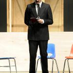 Sequim Gazette photo by Matthew Nash
Evan Anderson reviews some lines while playing Hercule Poirot during rehearsals for Murder on the Orient Express.