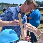 Sequim Gazette file photo by Michael Dashiell
U.S. Congressman Derek Kilmer signs a shovel used in the groundbreaking of Habitat for Humanity of Clallam Countys Brownfield Road Project in Sequim on July 5. Kilmer announced last week he will not seek a seventh term.