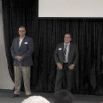 Sequim Gazette photo by Matthew Nash
Finalists for Clallam County Fire District 3s fire chief position meet with district staff, volunteers and community members on Nov. 13 in Sunland. They are, from left, John Payne, Ronald Martin, J. Kevin Nalder and Patrick Reid.
