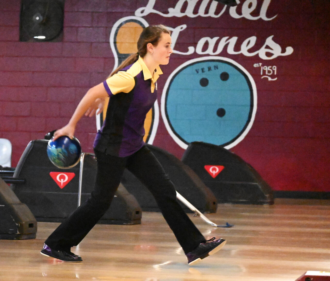 Sequim Gazette photo by Michael Dashiell
Sequims Nikoline Updike, pictured here bowling against Klahowya on Nov. 16, bowled a 188-pin first game against Bremerton on Nov. 21.