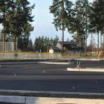 Sequim Gazette photo by Matthew Nash
The first phase to revamp the parking and stormwater collection at Dr. Standard Little League Park is anticipated to finish this month with paving by Lakeside Industries.
