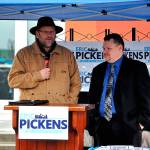 State Rep. Mike Chapman addresses a crowd on Dec. 9 in support of Eric Pickens campaign for his current seat as the state representative for the 24th Legislative District in 2024.