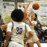Sequim Gazette photo by Michael Dashiell / Sequims Gracie Chartraw gets fouled on a drive in the first half of the Wolves 56-40 home win over North Kitsap on Dec. 15.