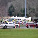 Sequim Gazette photo by Matthew Nash
Organizers of the Family Holiday Meal Bag distribution event on Dec. 15 said 1,200 meals were available through the drive-through event for Christmas.