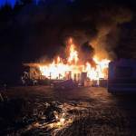 Photo courtesy of Clallam County Fire District 3 / Sequim firefighters respond to a structure fire on the 900 block of Hooker Road on Dec. 27.