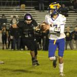 Sequims Brayden White, pictured here chasing Fife quarterback Mattson Ducharme in November, was recently named to the Peninsula Daily News All-Peninsula Football team.