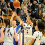 Sequim Gazette photos by Matthew Nash
Sequims Gracie Chartraw looks to score in an Olympic League match-up against Bremerton on Jan. 19. Chartraw led the team with 20 points, 10 coming in each of the first two quarters.