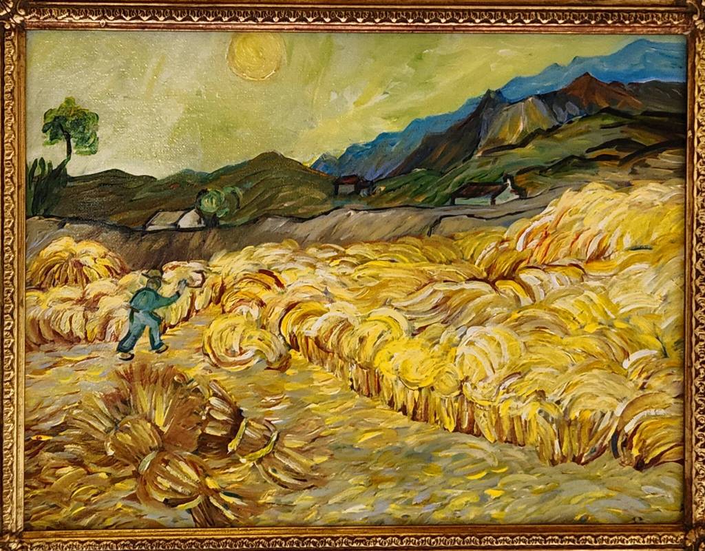 Photo courtesy Carrie Rodlend/ Wheat Fields with Reaper (1889) by Vincent van Gogh is reimagined for Carrie Rodlends A Taste of Art show for the month of February in The Ramen Shop, 138 W. Washington St.