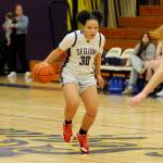 Sequim Gazette photo by Matthew Nash/ Bobbi Mixon brings the ball up on Jan. 26 against North Mason.