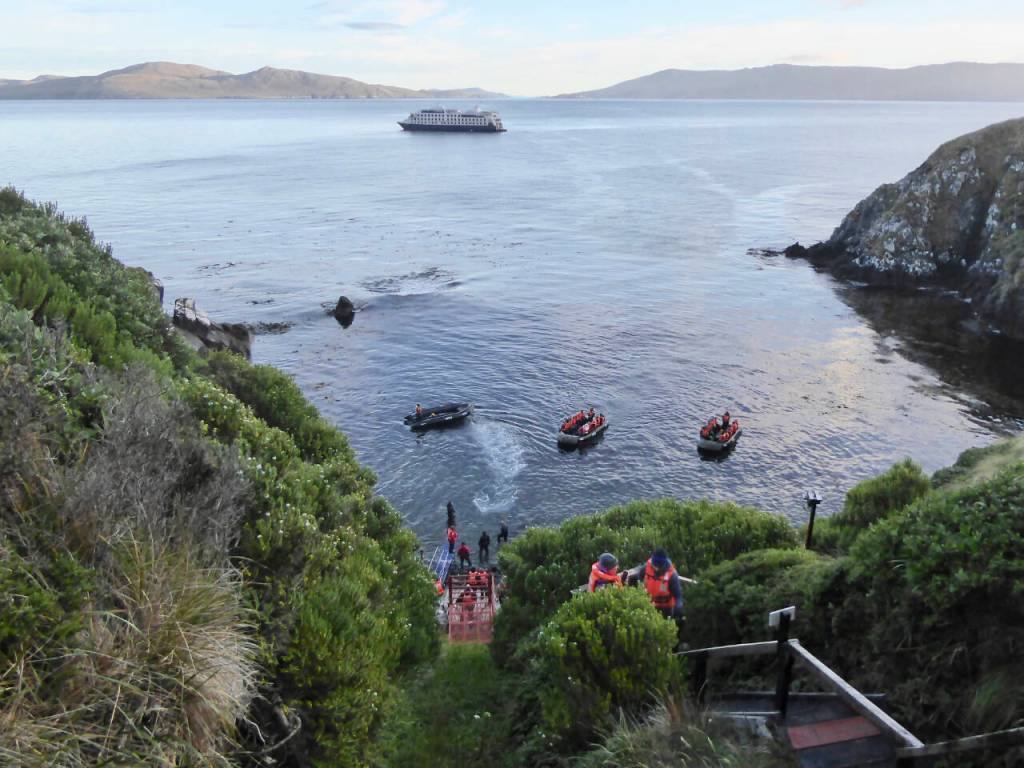 Photo courtesy of John Popinski / Disembarking the expedition cruise ship for shore excursion in Chile.