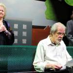 Ralph, played by Pat Owens, reads a letter from Carol (Sharon DelaBarre) as his younger self (Sean McDaniel) sings during a scene from The Last Romance. The show details a possible romance between Carol and Ralph that director Cathy Dodd said is one of those shows you leave with a little hope for the future, a little happiness, a little more upbeat than when you came in.