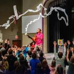 Sequim Gazette file photo by Emily Matthiessen / Children enjoy the grand finale of a performance full of songs, tricks, jokes and props by Alex Zerbe, a.k.a. the Zaniac, at the Sequim High School auditorium in February 2023. Zerbe returns to Sequim for a show at 6 p.m. on Friday, Feb. 9.