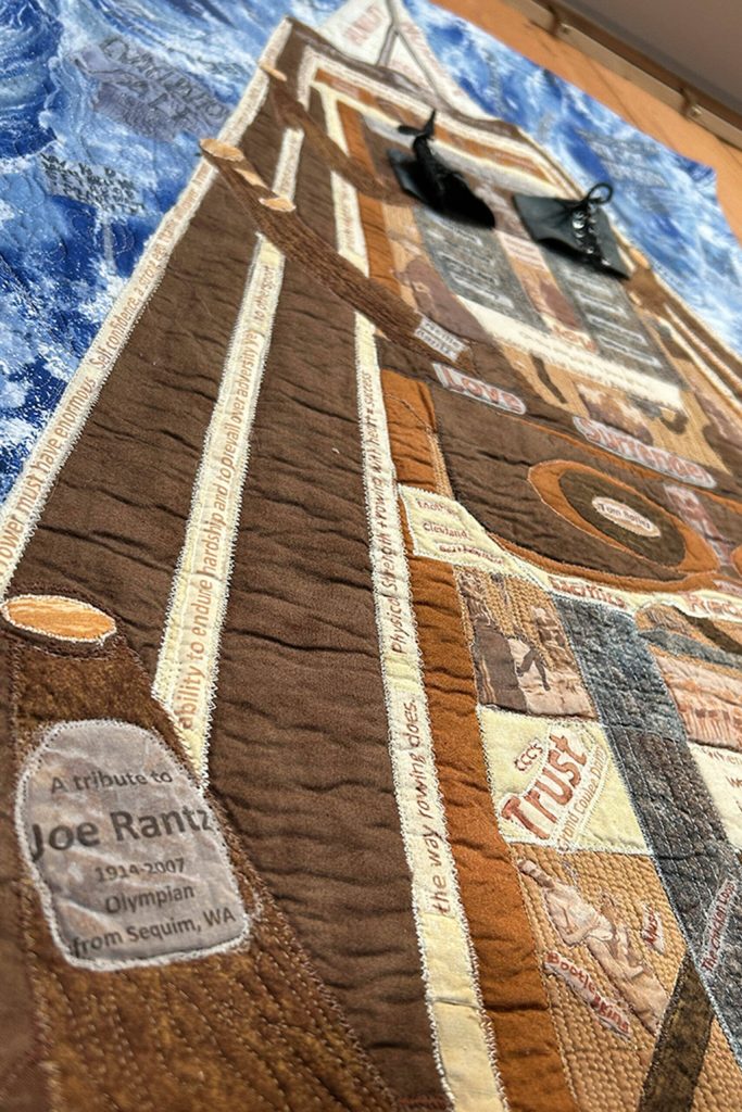 Sequim Gazette photo by Matthew Nash
Against all Odds: Abandonment to Olympian, A Tribute to Joe Rantz by Catherine Bilyard is one of 41 quilts on display in Sequim Museum & Arts through the end of March as part of the Inspiration/Exploration exhibit.