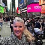 Photo courtesy Captain-Crystal/ Captain-Crystal Stout stands in Times Square earlier in February before participating in three runway shows during New York Fashion Week. She went to the popular attraction to see a billboard featuring her and friend Cherie Kidd of Port Angeles.