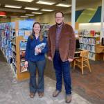 Photo courtesy of North Olympic Library System / Sequim Library branch manager Emily Sly and Noah Glaude, North Olympic Library System executive director / stand inside the Sequim Library, which closes on March 10 for three weeks and move to a temporary space at 609 W. Washington St., as the facility undergoes a year-long renovation. the remodeling is estimated to finish in spring 2025.