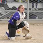 Sequim Gazette photo by Michael Dashiell / Sequim catcher Mikki Green, pictured here in a 2023 game against Port Angeles, was named to the all-Olympic League second team.