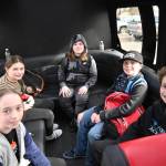 Sequim Gazette photo by Michael Dashiell / Kharmyn Pickens (center), a fifth-grader in Robin Forrests class at Helen Haller Elementary School was the schools top fundraiser for the Turkey Trot, raising $885 out of the events $25,432.58 total. The effort earned Pickens and friends (from left) Zephyr Register, Ella Ulin, Kamdyn Galbreath and Greyson Humphries, an after-school ride for frozen yogurt and back home from 7 Cedars Resort on March 13. The Turkey Trot this year raised funds for several school projects, including 6 Books For Summer, an alumni scholarship, teacher and staff appreciation events and special teacher request projects.