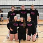 Photo courtesy of Peninsula College / Wings Up, a team of mostly Sequim-area players, celebrate a Peninsula Volleyball League A Division title. Pictured are (back row, from left) Ben Cowan, Cody Cowan and Jared Fodge, and (front row, from left) Tayler Breckenridge, Brittney Gale and Tristen Myers. Not pictured is Allie Gale.