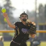 Sequim Gazette photo by Michael Dashiell / Sequim shortstop Taylee Rome throws out a Bainbridge baserunner in a March 19 Olympic League match-up.