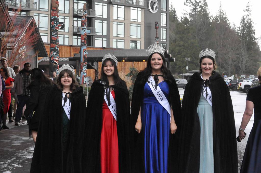 Sequim Gazette photo by Matthew Nash/ The Sequim Irrigation Festival royalty await their float to come down the road.