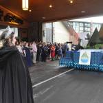 Sequim Gazette photo by Matthew Nash/ The 2024 Sequim Irrigation Festival royalty see their float for the first time on March 23.