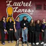 Photo courtesy of Sequim High Wolves Bowling / Sequim Highs bowling team earned a class 2A academic state championship for the 2023-24 season. Pictured are, from left, Victoria Nava, Morgan Kayser, Skylar Kryzworz, head coach Randy Perry, Nikoline Updike, Cooper Hiatt and Kimberly Heintz.