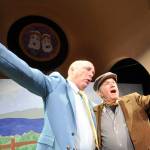 Sequim Gazette photo by Matthew Nash
Walter (Shaun Hughbanks) sings a familiar jingle with Haley (Steve Fisher) in The Man with the Plastic Sandwich. Hughbanks character encounters three life-changing individuals after losing his job of 20 years.