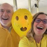Photo courtesy of Sequim Center of Spiritual Living / The Sequim Center of Spiritual Living hosts a Laughter Yoga Session on April 28 at Pioneer Memorial Park. Pictured are Bill Cohill and Olga Alexander.