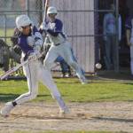 Sequim Gazette photo by Michael Dashiell / Sequims Bryant Laboy turns on a pitch for a single in the Wolves 7-4 home loss to rival Port Angeles on April 12. Laboy was 2-for-4 with a double and RBI in the contest.