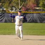 Sequim shortstop Devyn Dearinger throws out a Port Angeles batter in the fifth inning of the Wolves 7-4 loss to PA on April 12.