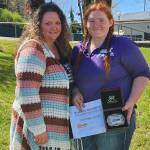 Photo courtesy of Sequim Equestrian Team / Joanna Seeyle, right, celebrates her District 4 Exceptional Athlete Award with mom Candy Seelye.