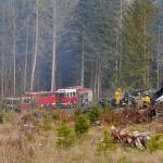 Sequim Gazette photo by Matthew Nash/ Clallam County Fire District 3 firefighters helped Department of Natural Resources firefighters to initially contain a slash pile fire that spread due to wind on April 15.