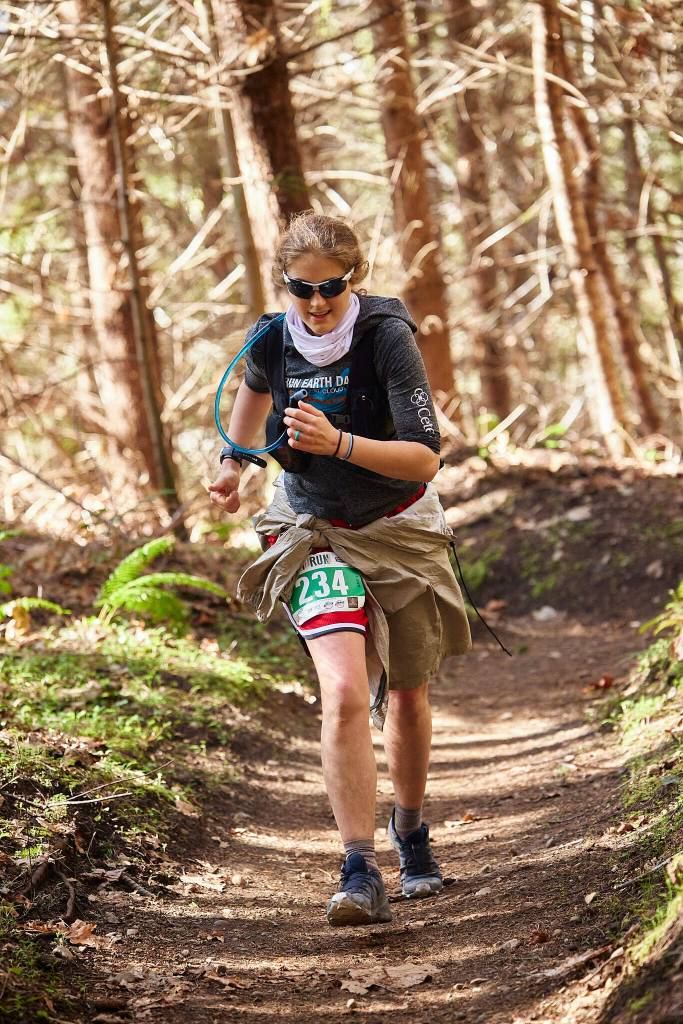 Photo by Matt Sagen/Cascadia Films
Shae Walker of Sequim competes in the Olympic Adventure Trail (OAT) Run half marathon on April 13. She finished in 2:40:36.